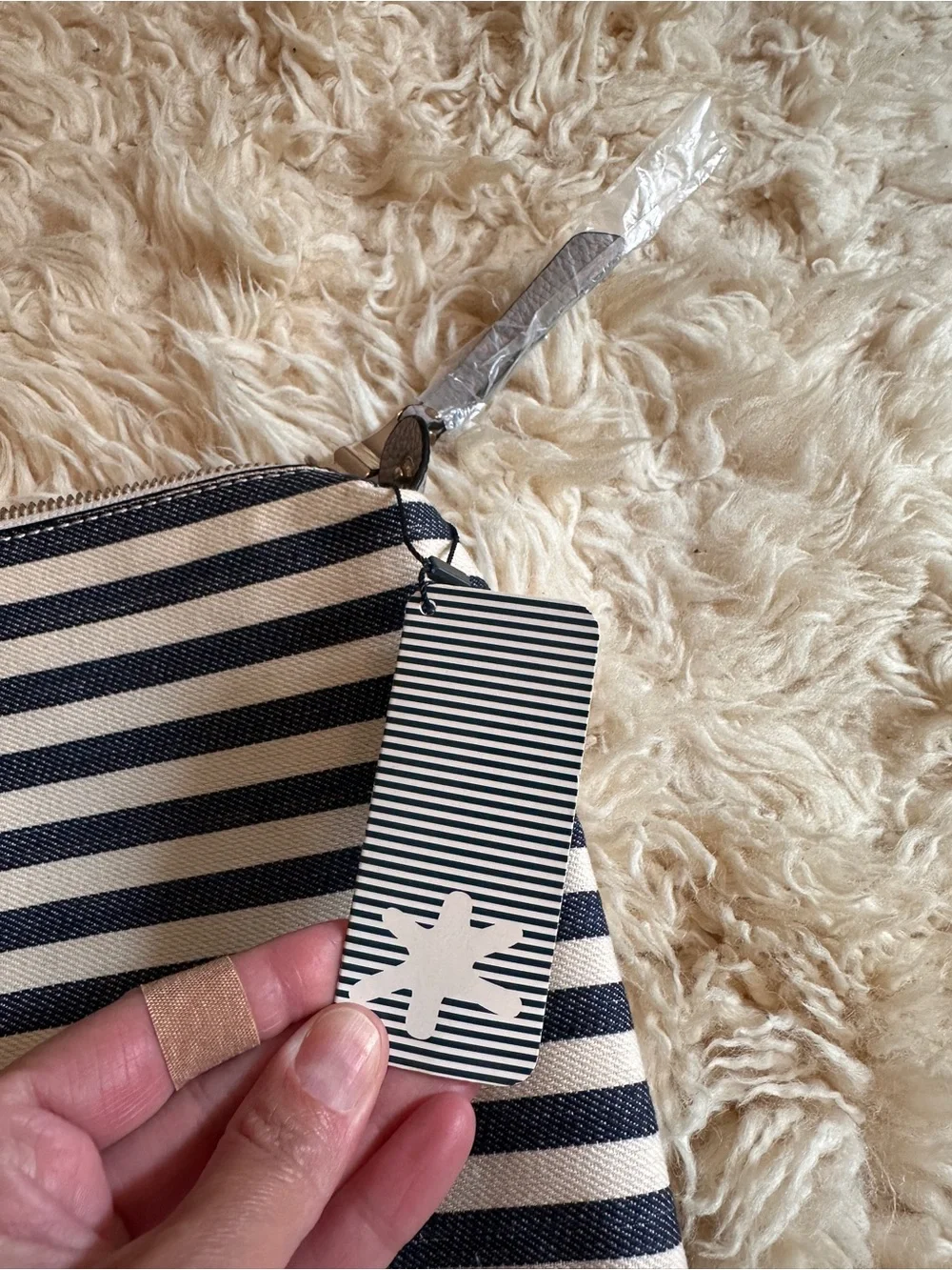 NWT Anthropologie Splendid Navy and White Striped Canvas clutch and wristlet